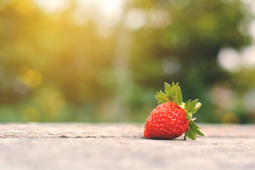 strawberry on wood background