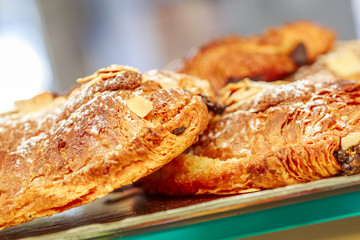French pastries on display a confectionery shop in France