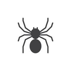 Spider icon vector, filled flat sign, solid pictogram isolated on white. Symbol, logo illustration. Pixel perfect