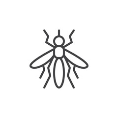 Mosquito line icon, outline vector sign, linear style pictogram isolated on white. Symbol, logo illustration. Editable stroke. Pixel perfect