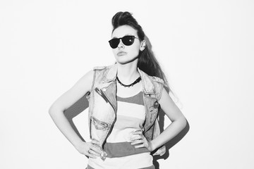 Portrait of cool crazy punk girl