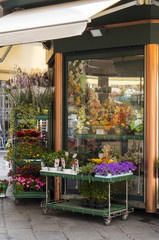 Fototapeta na wymiar Beautiful flower stand in Genoa, Italy