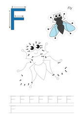 Numbers game for letter F. Fly.