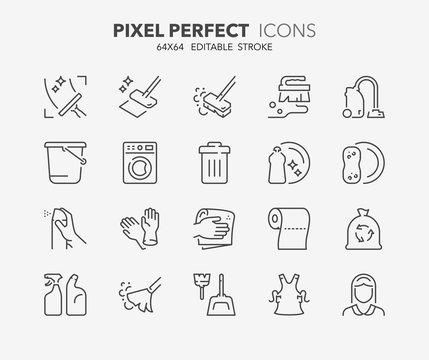 cleaning thin line icons