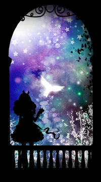 Fantasy Garden cartoon character in the real world silhouette art photo manipulation