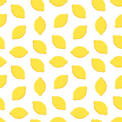 Flat design yellow lemons seamless pattern background.