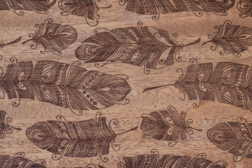 Pattern on a wooden background. Top view