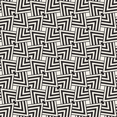 Geometric Ornament With Striped Rhombuses. Vector Seamless Monochrome Pattern
