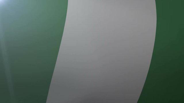 Flag of Nigeria waving on flagpole in the wind, national symbol of freedom