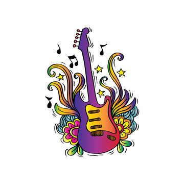 Guitar with floral details for entertainment design