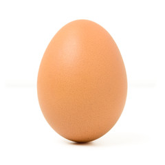 Single brown chicken egg isolated on white background