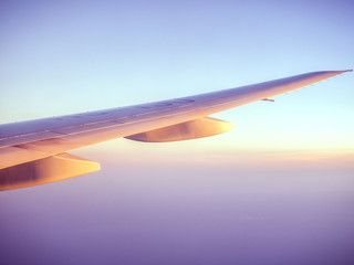 Beautiful dramatic sky  when see through the airplane window