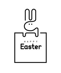 Easter bunny. Single line vector