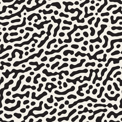 Vector Seamless Grunge Pattern. Black and White Organic Shapes. Messy Spots Texture.