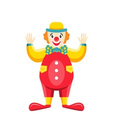 Cartoon Clown Isolated on White Background, Party Funny Man