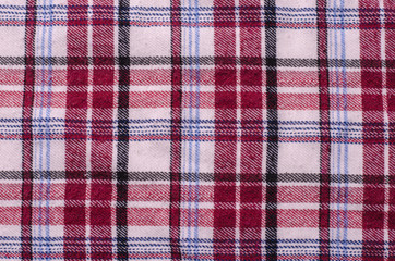 Closed up Texture of tablecloth, gingham pattern in red, white and navy blue, checked pattern