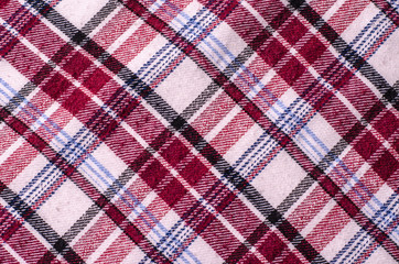 Closed up Texture of tablecloth, gingham pattern in red, white and navy blue, checked pattern