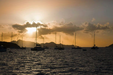 Tobago Cays crépuscule bateaux