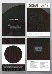Business templates for brochure, magazine, flyer, booklet, report. Cover design template, vector layout in A4 size. Dark color modern abstract background with colorful circles.