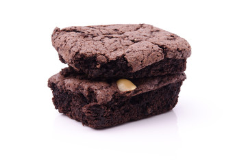 chocolate brownies on wooden