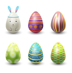 Easter eggs painted with spring pattern vector illustration.