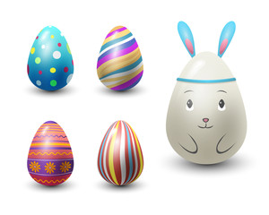 Easter eggs painted with spring pattern vector illustration.