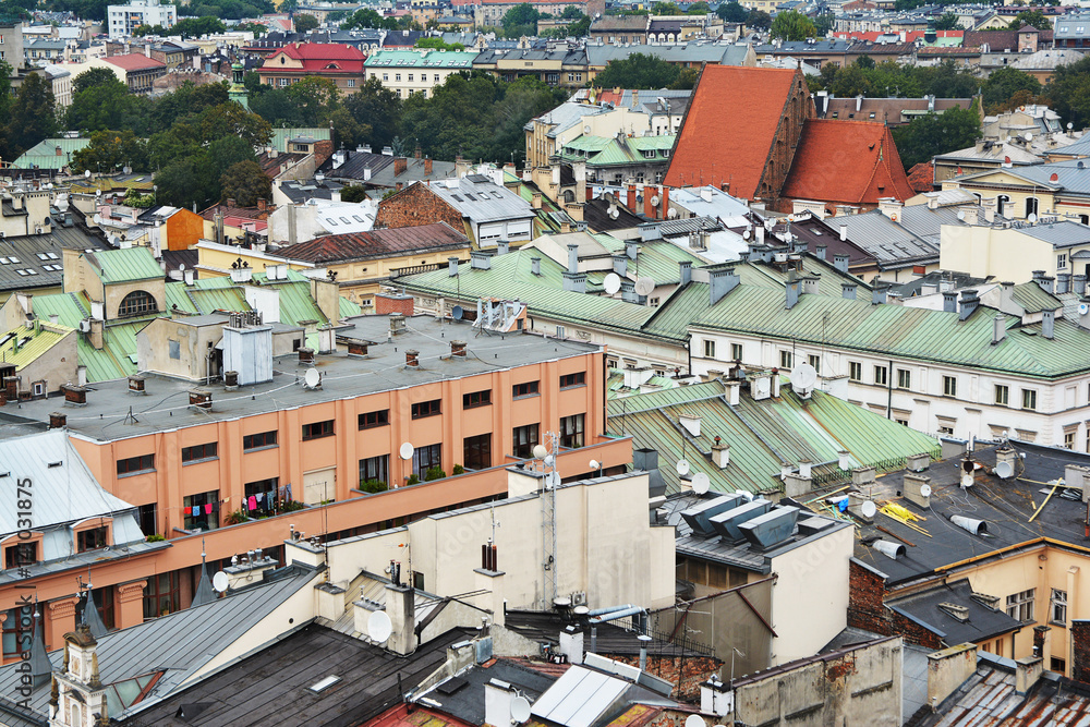 Canvas Prints Old Town houses, view from above, Krakow, Poland