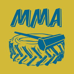 Tractor tire and sledgehammer