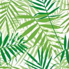 Obraz na płótnie Canvas Greenery palm leaves seamless pattern. Color of the year 2017 background. Greenery trendy background. Vector illustration