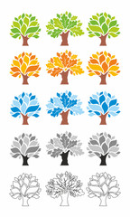 Stylized vector trees. Colored. Circuit.