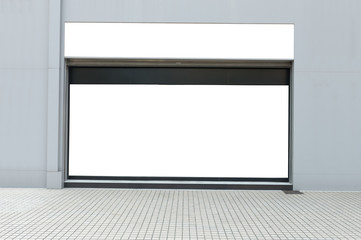 Obraz premium Street, Banner - Sign, Lighting Equipment, Billboard, Advertisement,Large blank billboard on a street wall, banners with room to add your own text