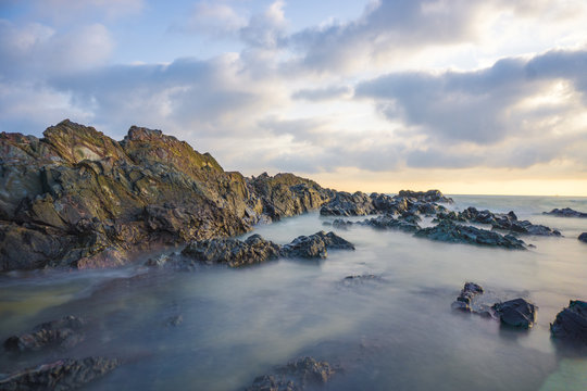 Beautiful scenery during sunrise at Pandak Beach located in Terengganu, Malaysia