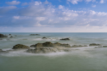 Beautiful scenery during sunrise at Pandak Beach located in Terengganu, Malaysia