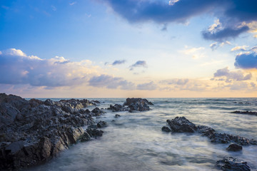 Beautiful scenery during sunrise at Pandak Beach located in Terengganu, Malaysia