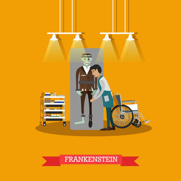 Frankenstein movie concept vector illustration in flat style