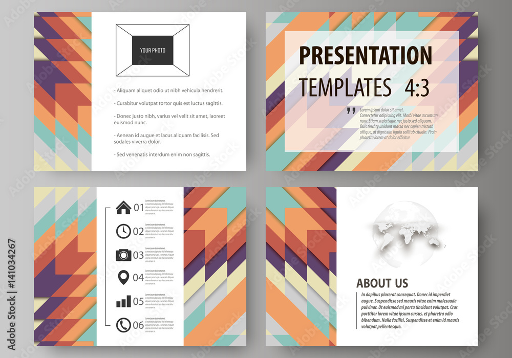 Poster set of business templates for presentation slides. abstract vector layouts in flat design. tribal pa