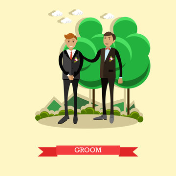 Vector Illustration of Groom in flat style