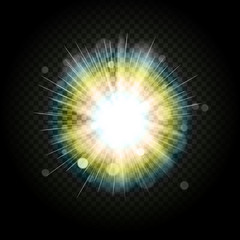Star burst. Transparent glow light effect. Star burst isolated on transparent background. Vector illustration.
