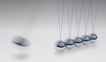 3D rendered illustration of Newtons cradle - balancing balls.