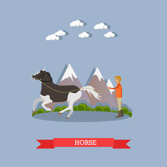 Training a horse vector illustration in flat style