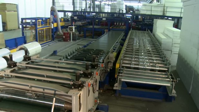 Sandwich panel production machine view from above