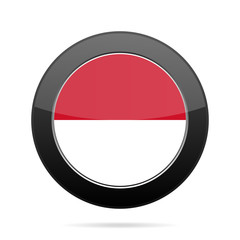 Flag of Monaco. Shiny black round button.