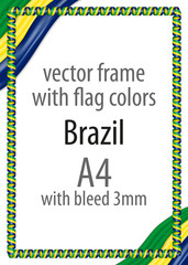 Frame and border of ribbon with the colors of the Brazil flag