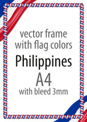 Frame and border of ribbon with the colors of the Philippines flag