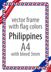 Obraz premium Frame and border of ribbon with the colors of the Philippines flag