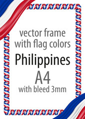 Frame and border of ribbon with the colors of the Philippines flag