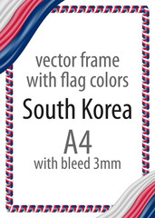 Frame and border of ribbon with the colors of the South Korea flag