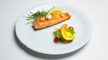salmon steak with herbs butter