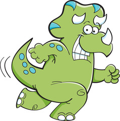 Cartoon illustration of a running triceratops. © bennerdesign