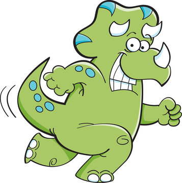 Cartoon illustration of a running triceratops.